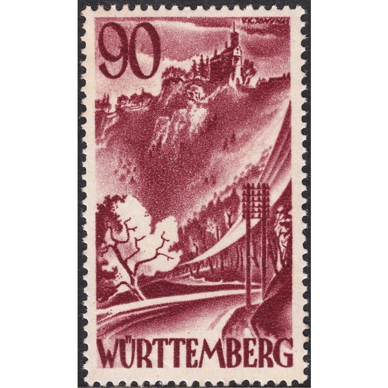 Germany (Wurttemburg) 1948 90pf Lichtenstein Castle MH