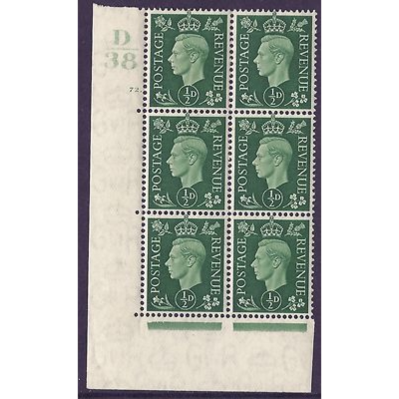 1937 d Green Dark colours D38 72 Dot state (i) block 6 UNMOUNTED MINT MNH