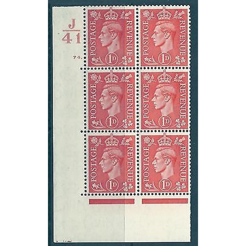1d Pale scarlet J41 74 Dot cylinder block UNMOUNTED MINT