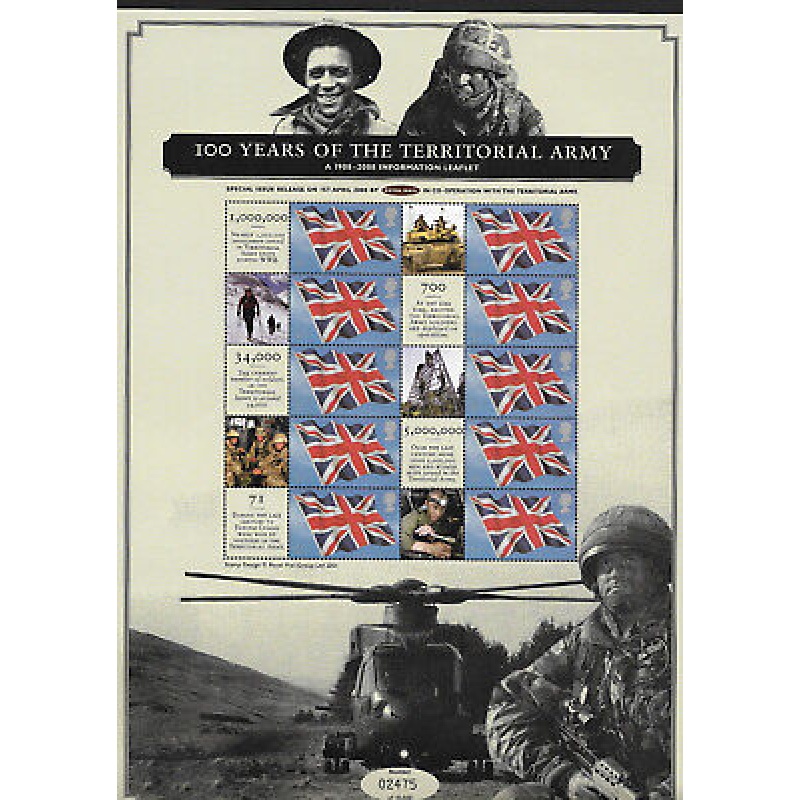 CS-1 100 Years of The Territorial Army Smiler sheet no.2475 UNMOUNTED MINT/MNH