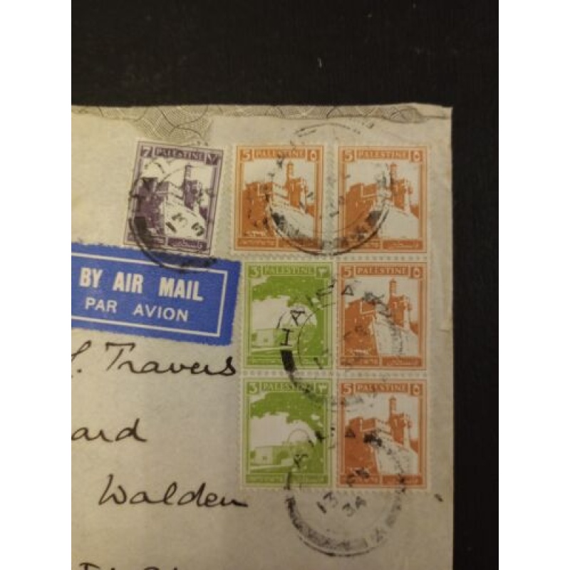 PALESTINE COVER 1934 HAIFA TO ENGLAND AIR MAIL 33MILS RATE