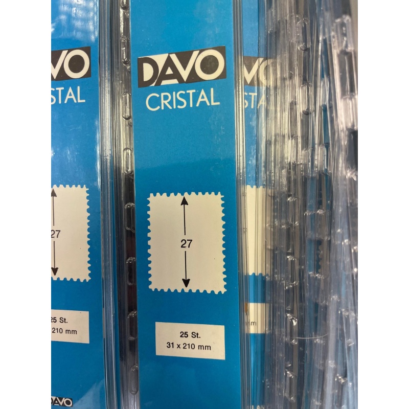 DAVO crystal clear hingeless top opening mounts 31mm x 210mm x 25 strips