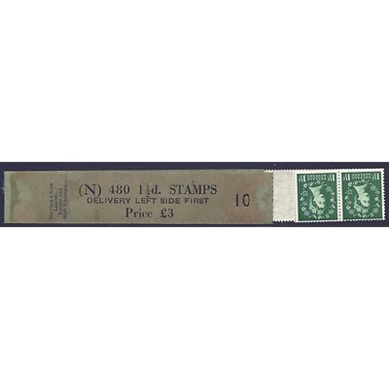 1d Edward Crown watermark sideways Delivery Coil leader N 10 MNH