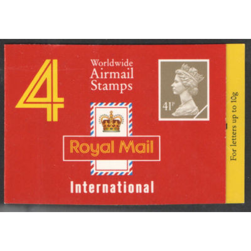 GN1 1993 Worldwide Airmail Booklet 4 x 41p - complete - Cylinder W1W1