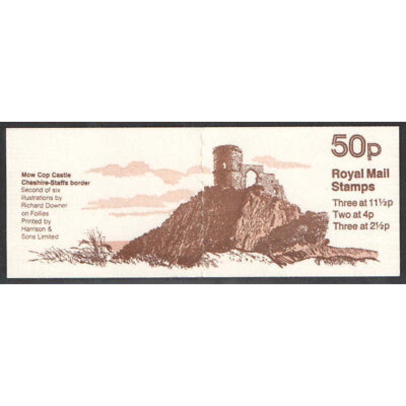 FB18b Feb 1982 Mow Cop Castle 50p Folded Booklet - good perfs