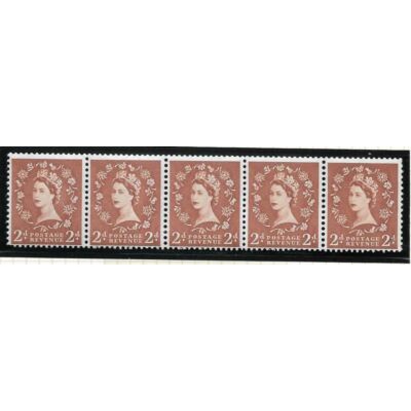S49b 2d Wilding Violet Phos with 1 broadband coil strip UNMOUNTED MINT