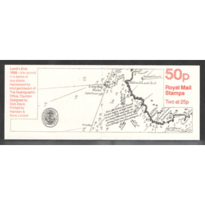 FB73 1995 Lands End - 2nd Sea Charts Series 50p Folded Booklet Cylinder B5