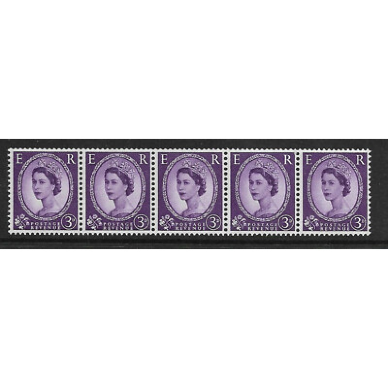 S79 3d Wilding Violet Phosphor Sideways coil strip UNMOUNTED MINT