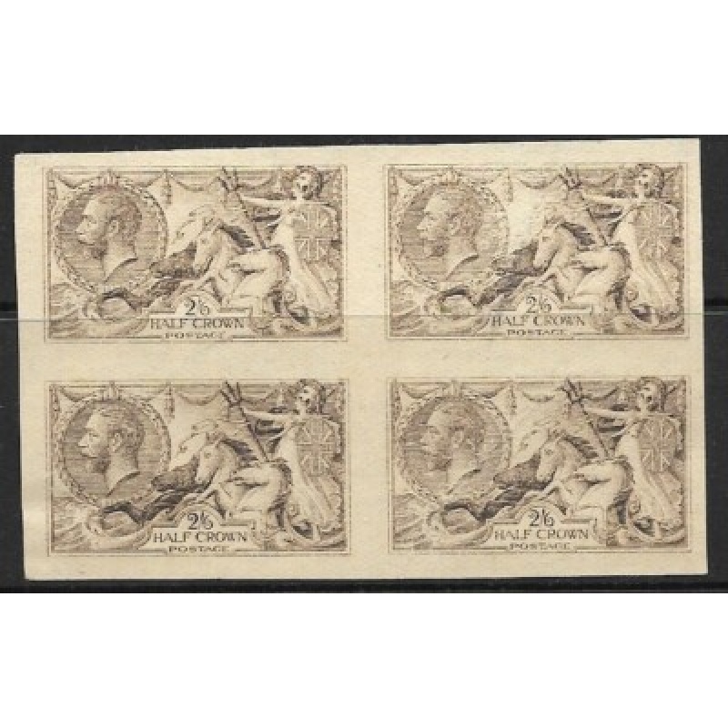 Sg 400 2 6 Brown Rough plate proof Seahorse - block of 4 UNMOUNTED MINT