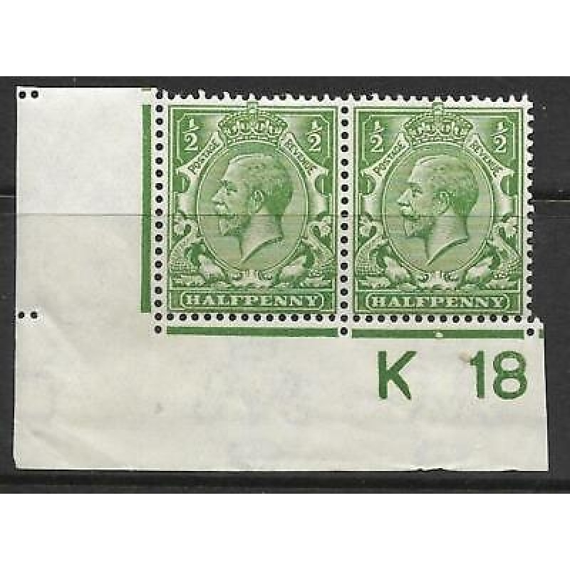 N14(8) d Yellow Green Control K18 Imperf pair UNMOUNTED MINT