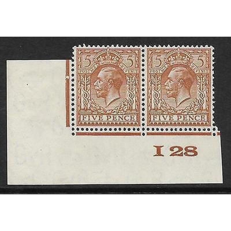 Spec N40(1) 5d Brown Block Cypher Control I28 imperf MOUNTED MINT margin only