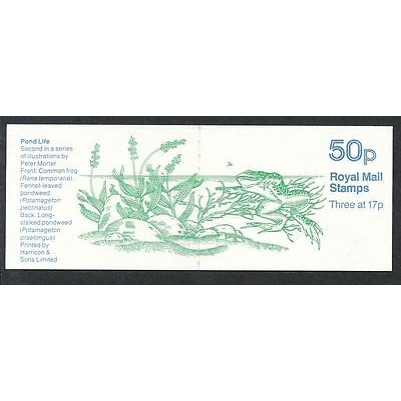 FB33a 1985 Common Frog (pond life) Star 50p Folded Booklet Cyl B25