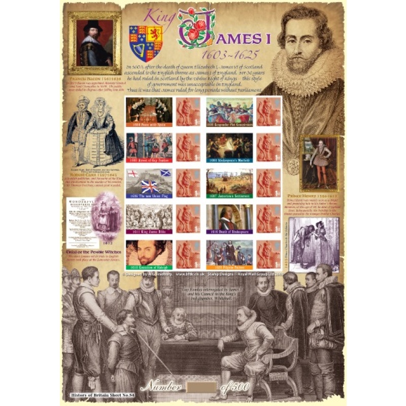 History of britain 54 2010 BC-281 James I no. 89 sheet UNMOUNTED MINT