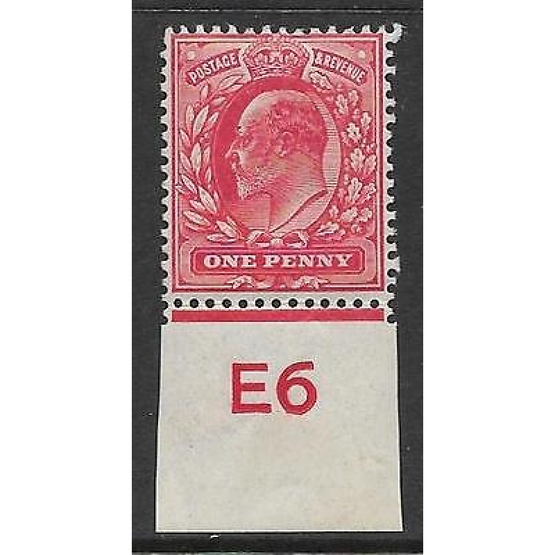 Sg 220 1d Scarlet Control E6 imperf De La Rue V. Light MOUNTED MINT