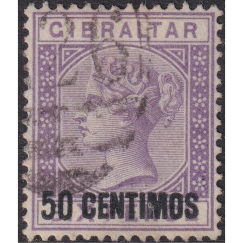 Gibraltar 1889 QV 50c on 6d Bright Lilac FU