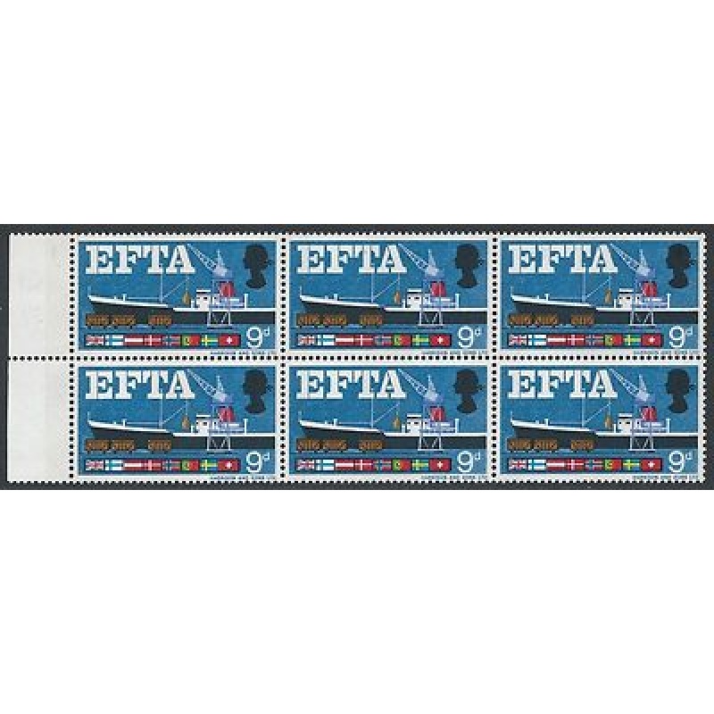 1967 EFTA 9d (Phos) - Listed Quay Flaw - MNH