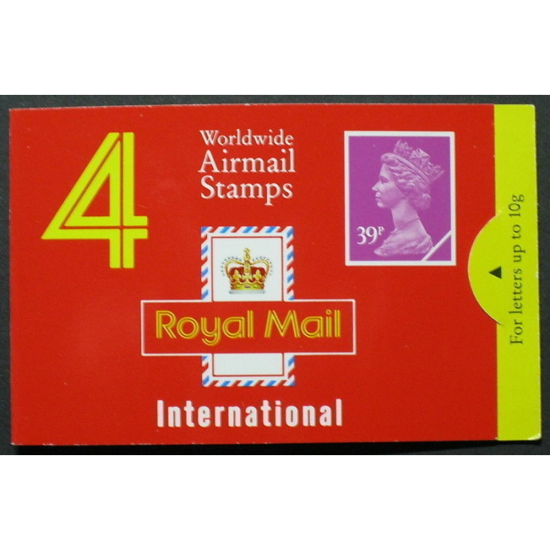 GM1 Barcode Booklet 4 x 39p worldwide airmail - complete - Cyl W1W1W1W1