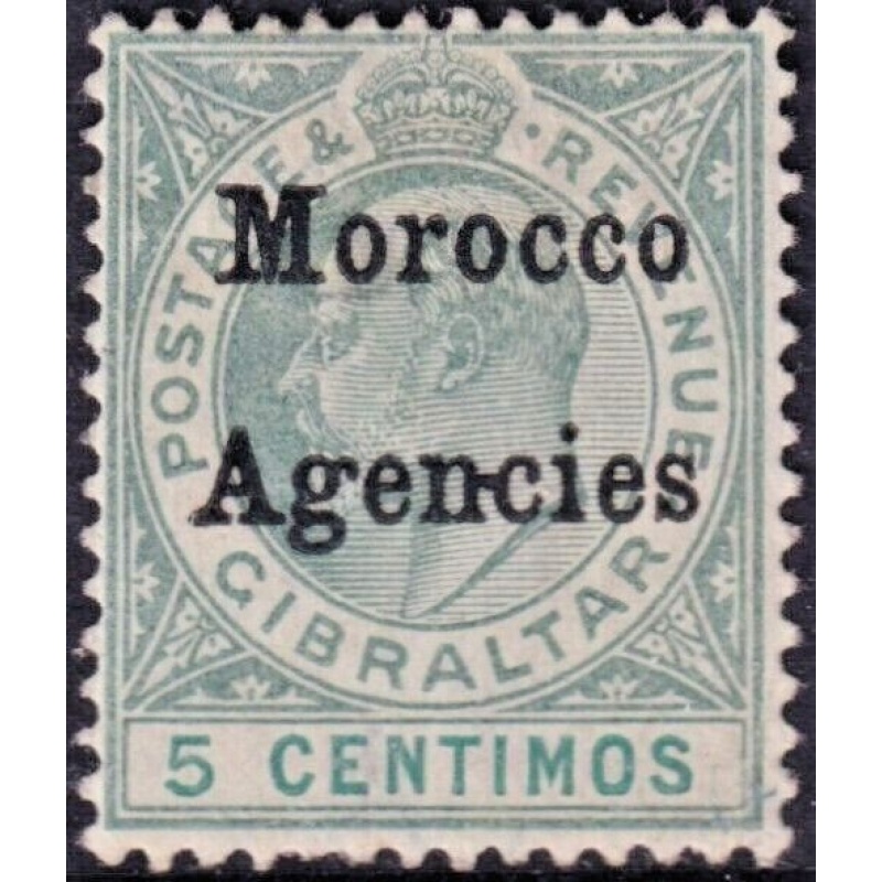 Morocco Agencies 1904 KEVII 5c Grey-green & Green with NC Hyphen Variety MH