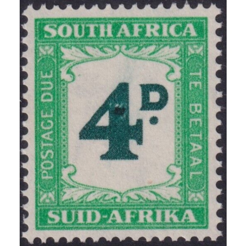South Africa 1958 4d Postage Due with Retouched Numeral Variety MUH
