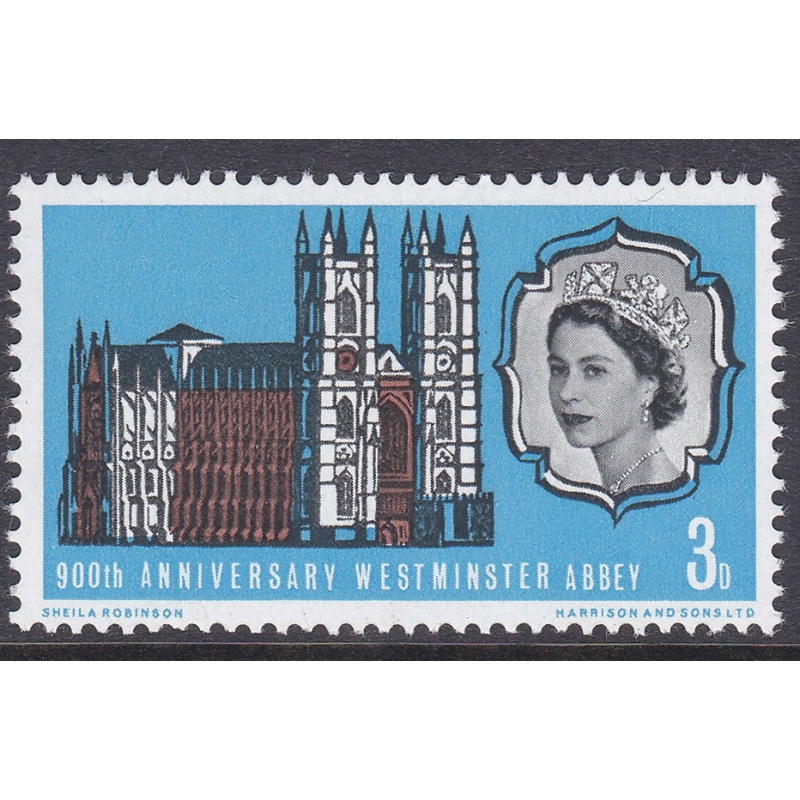 Sg 687pa 1966 Westminster Abbey 3d (Phos) - Diadem Flaw Single stamp U M