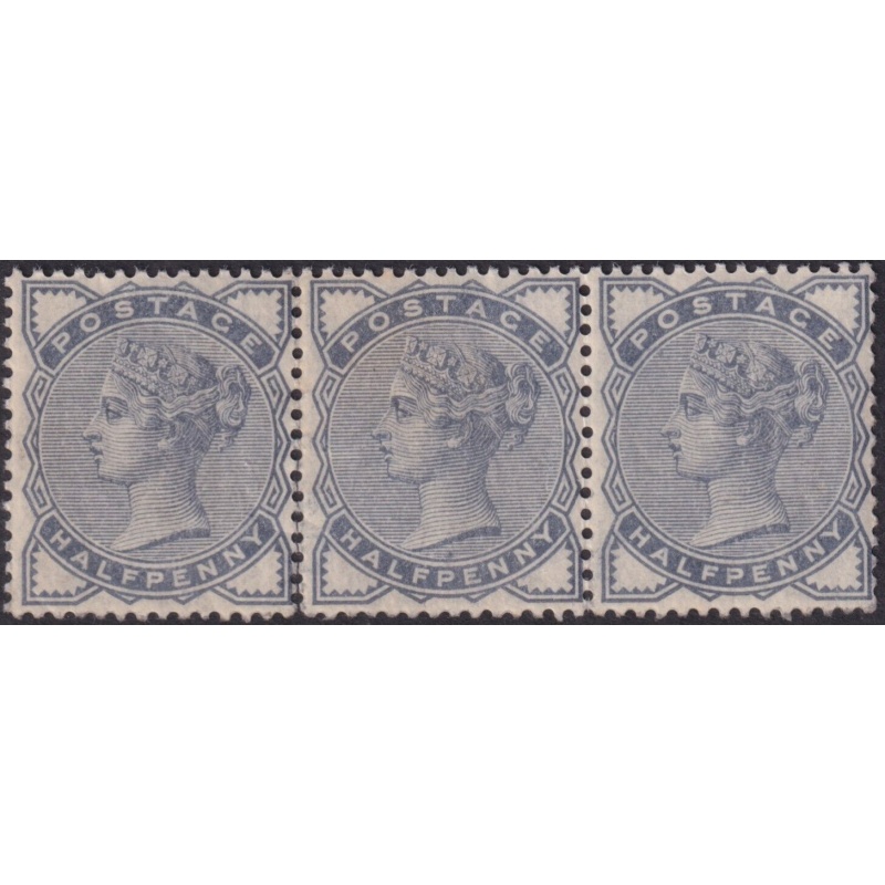 GB 1883 QV ½d Slate Blue Strip of 3 MUH