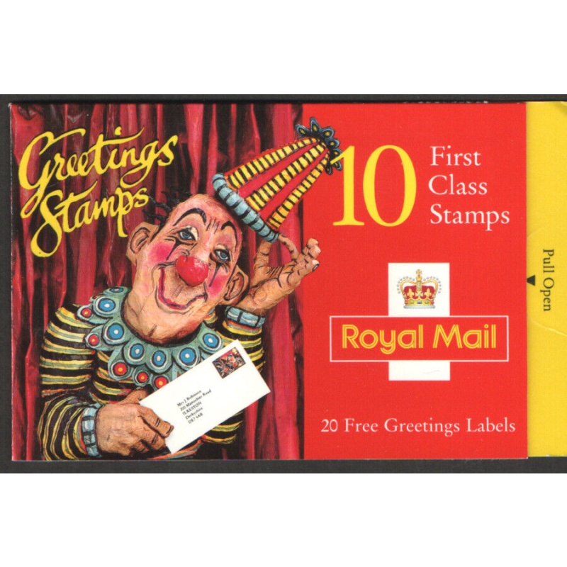 KX7a 1995 Clowns Greetings 10 x 1st with Labels - no Cylinder