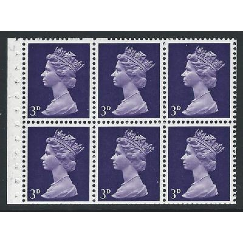 Pre-decimal Machin Booklet Pane UB6 Perf l - MNH
