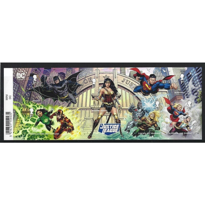 MS4587a 2021 Justice League miniature sheet barcode UNMOUNTED MINT