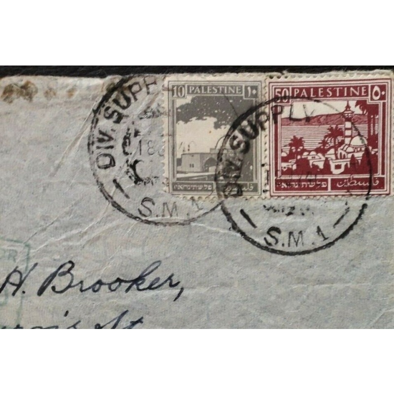 PALESTINE COVER 1940 DIVISIONAL SUPPLY POSTMARK AIRMAIL TO AUSTRALIA