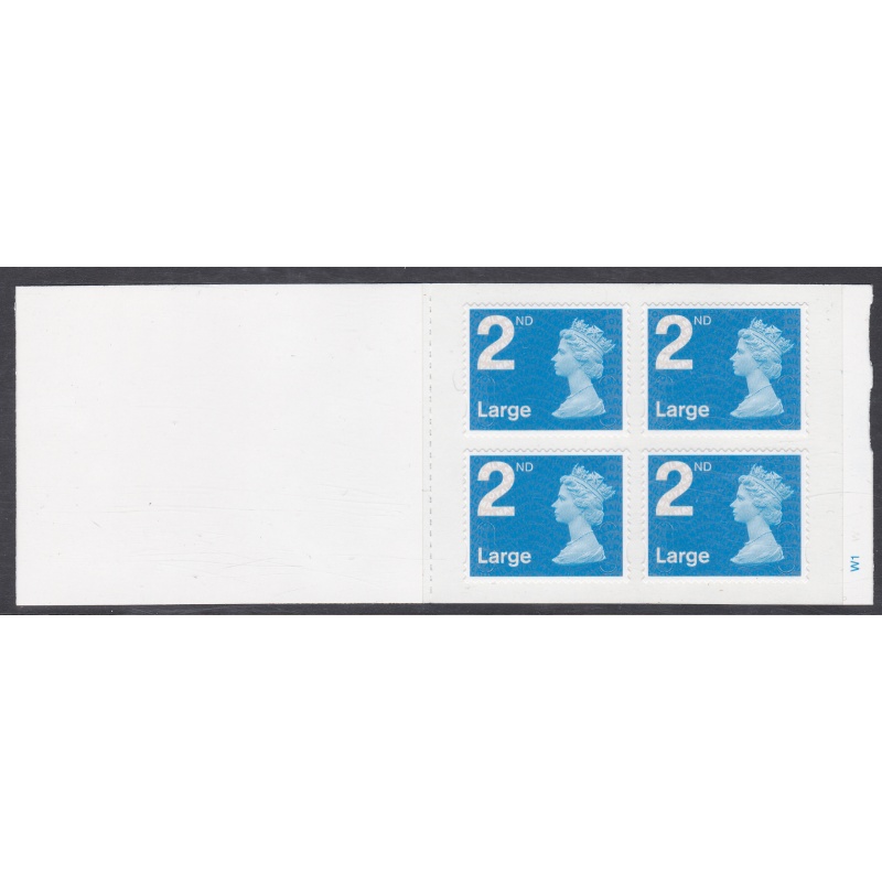 RA2 4 x 2nd class Large stamps barcode booklet - Self Adhesive - Cyl W1W1