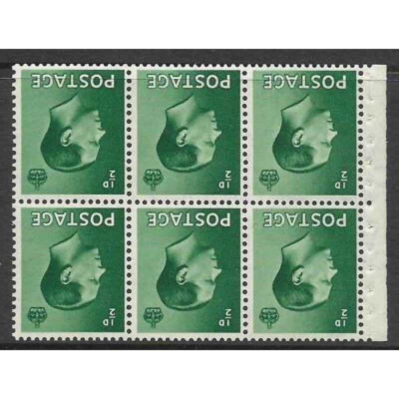PB1a d Edward VIII Inverted Wmk Booklet pane perf type E UNMOUNTED MINT