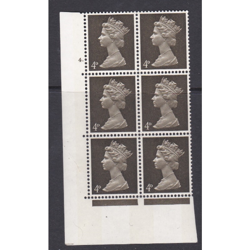 Pre-decimal Machin 4d PVA 2B Head A Perf A Cylinder 4 Dot