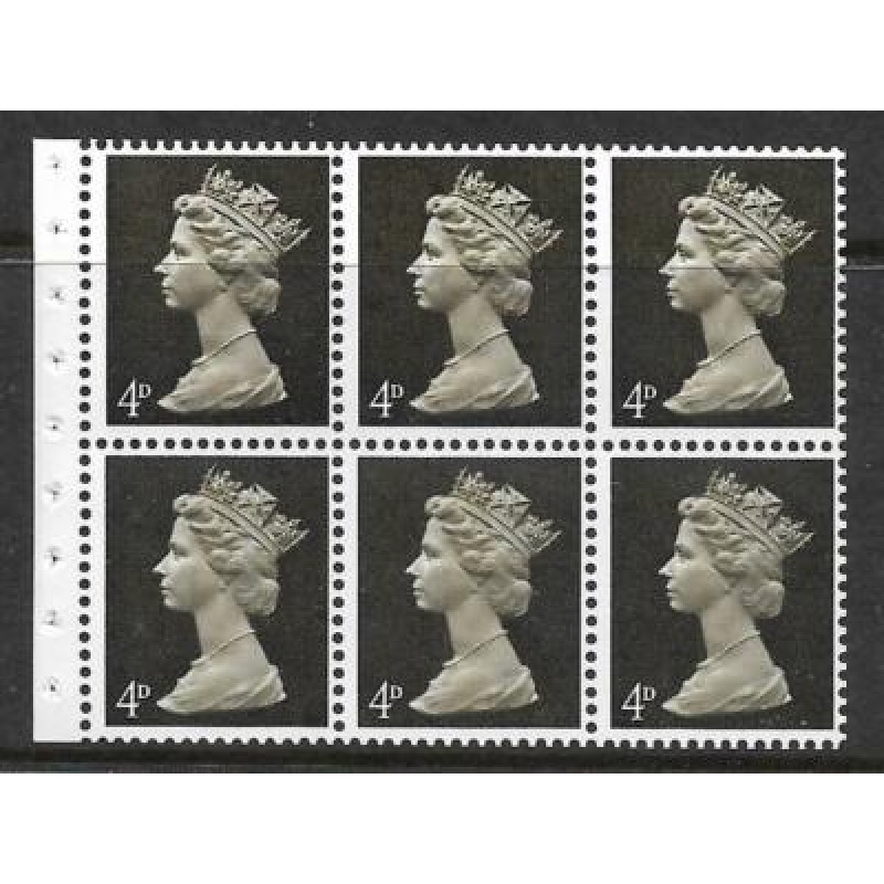 UB11 4d  Pre-decimal Machin Booklet Pane Perf l UNMOUNTED MINT