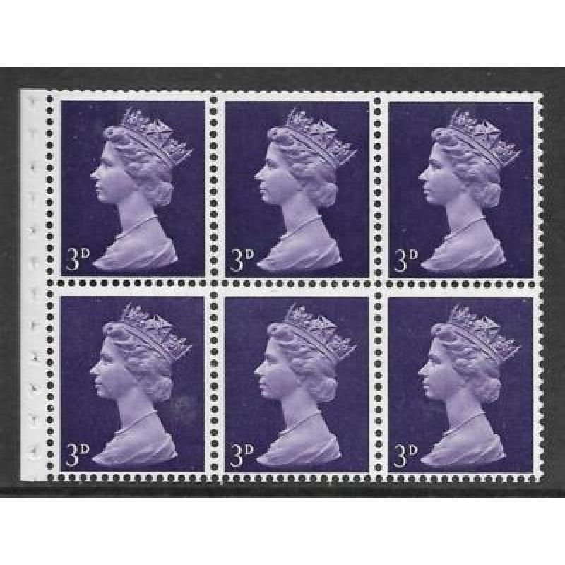 Pre-decimal Machin Booklet Pane UB6 Perf le(bottom) UNMOUNTED MINT