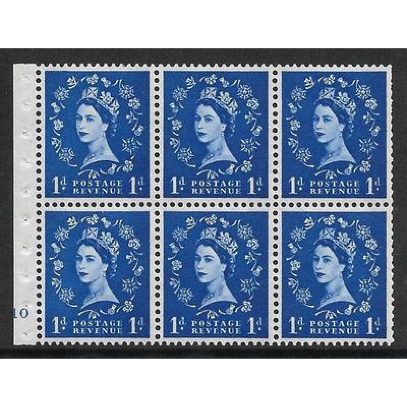 SB54 Wilding pane 9.5mm phos perf I cyl F10 No Dot with variety UNMOUNTED MNT