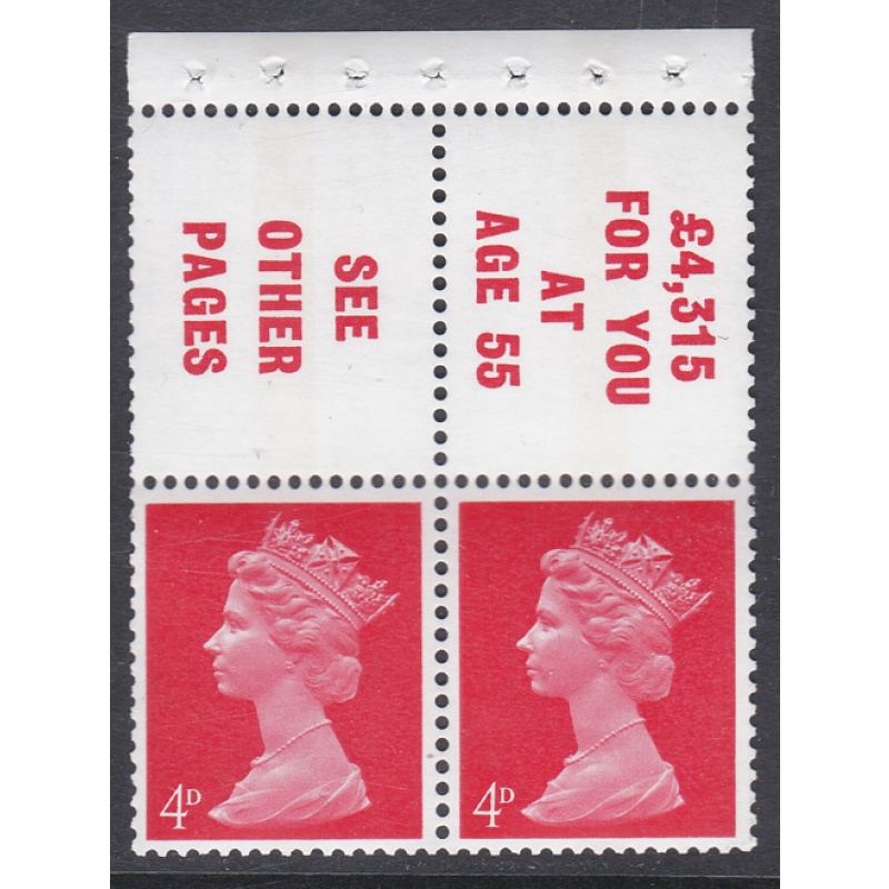 UB18 Pre-decimal Machin Booklet Pane 1 Centre Band PVA Perf I - UNMOUNTED MINT