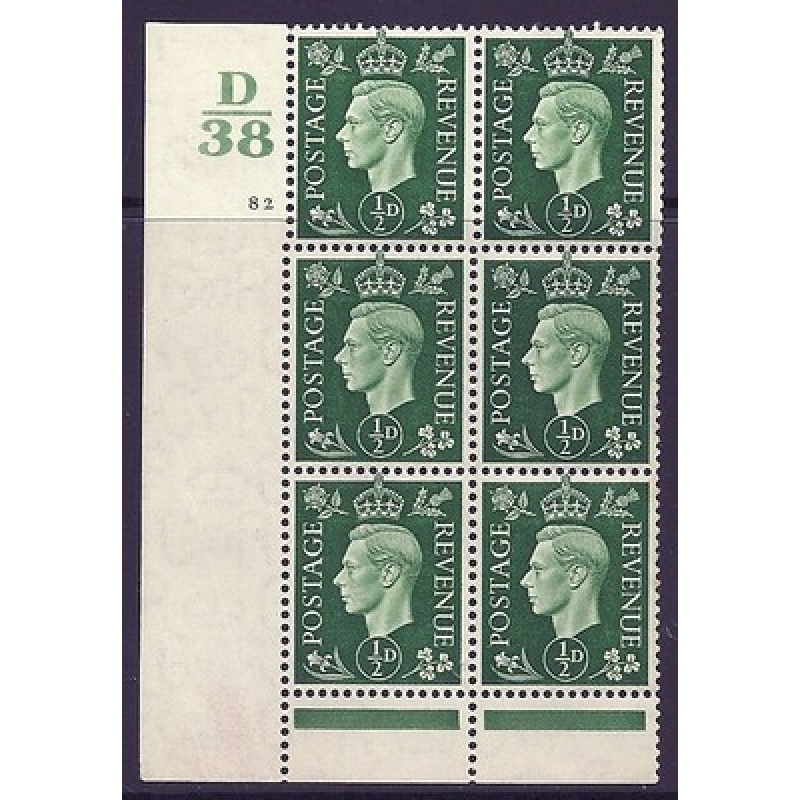 1937 d Green Dark colours D38 82 No Dot Perf 6(I P) block 6 UNMOUNTED MINT MNH