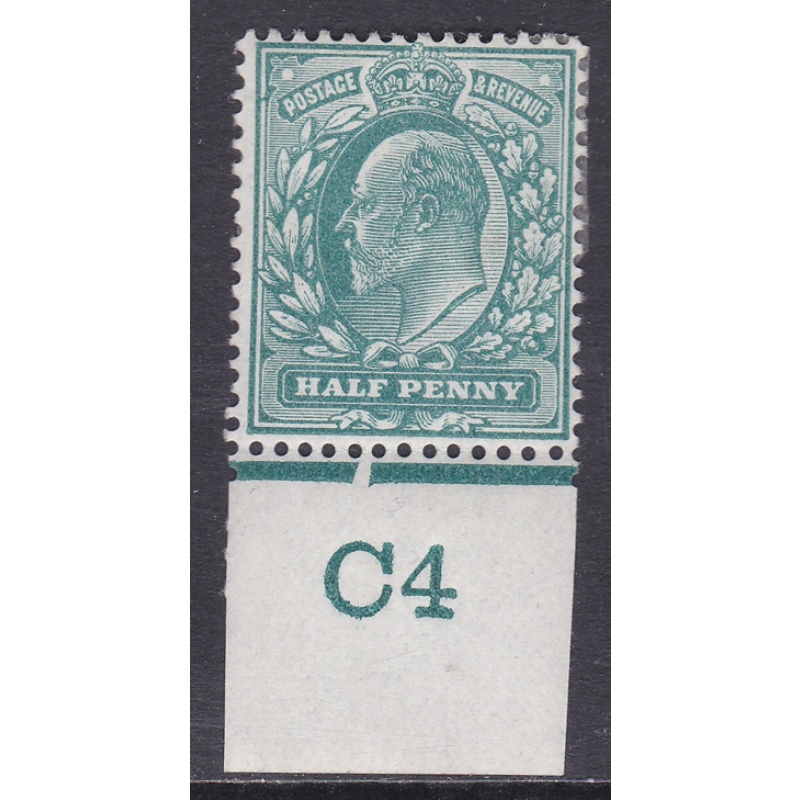 Sg 216 d Blue-Green Control C4 imperf Cut under LF plate 9d De La Rue M M