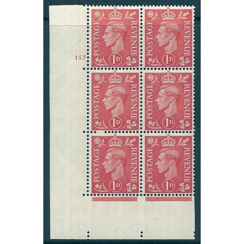 1d Pale scarlet 157 No Dot cylinder block perf 5(E I) UNMOUNTED MINT MNH