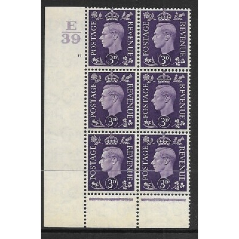 3d Violet Dark colours E39 11 No Dot perf 6(I P) block 6 UNMOUNTED MINT MNH