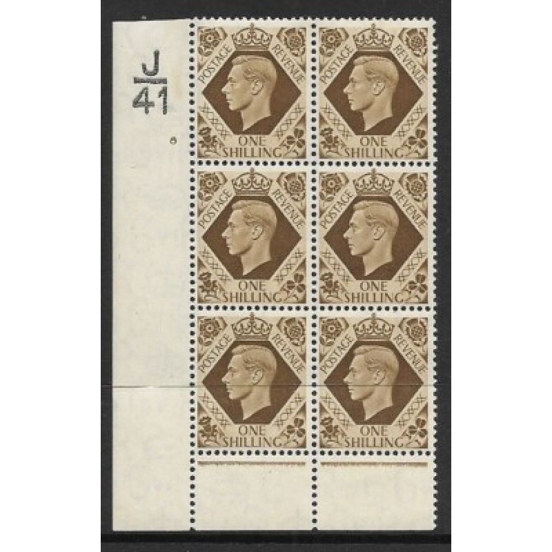 1939 1 - Bistre-Brown J41 6 No Dot perf 6(I P) block 6 UNMOUNTED MINT