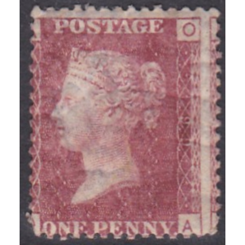 1858 Sg 43 1d Penny Red plate 199 Lettered O-A m m toned