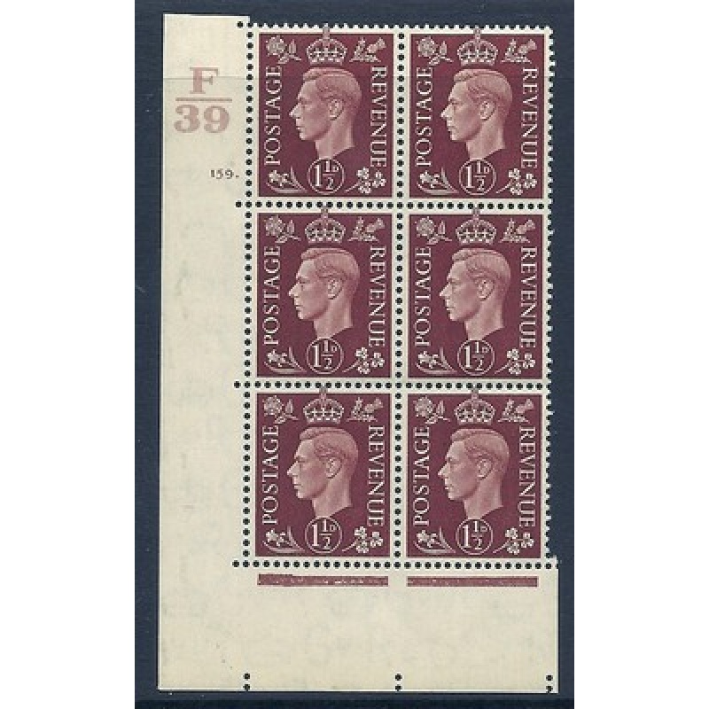 1937 1d Brown Dark colours F39 159 Dot perf 5(E I) block 6 UNMOUNTED MINT MNH