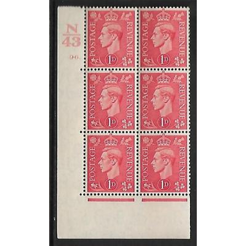 1d Pale scarlet N43 96 Dot perf 5(E I) UNMOUNTED MINT