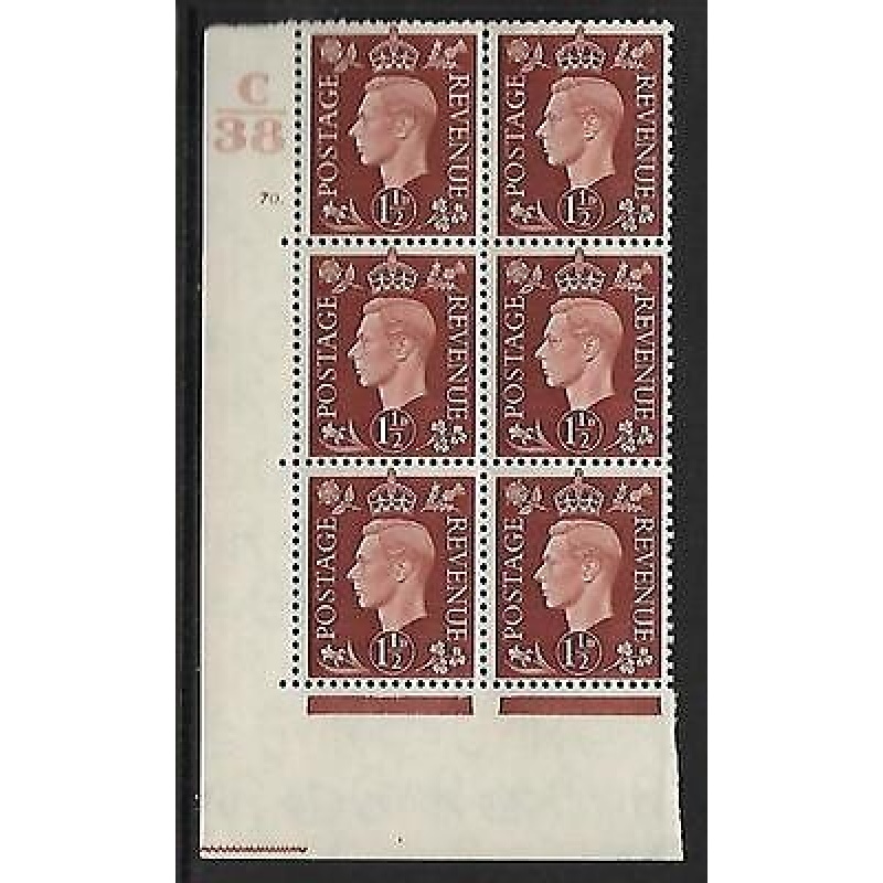 1937 1d Brown Dark colours C38 70 Dot perf 5(E I) block 6 UNMOUNTED MINT MNH