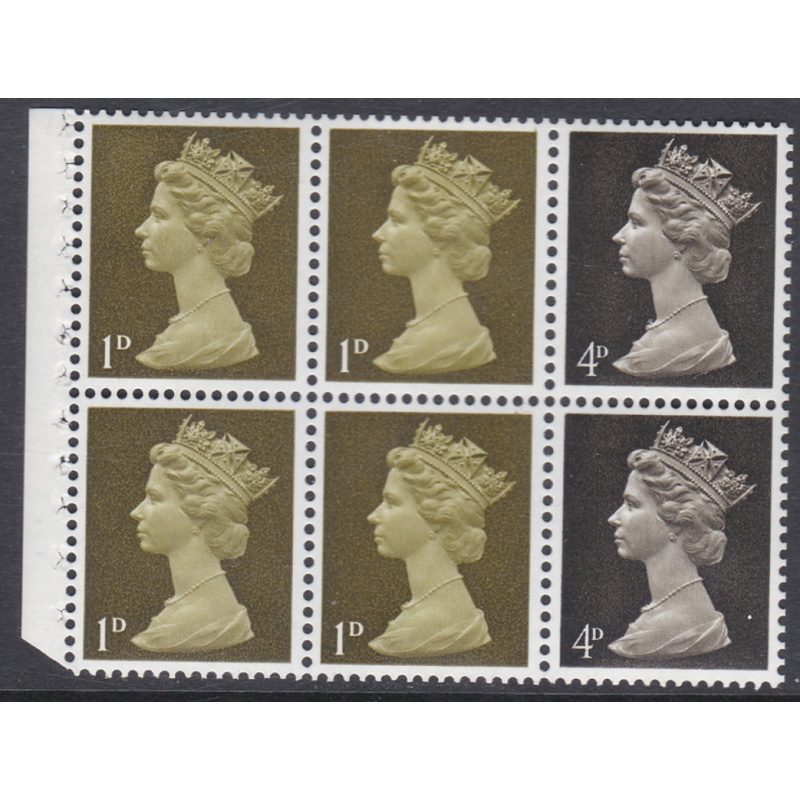 UB3 Pre-decimal Machin Booklet Pane Perf Iv Bottom UNMOUNTED MINT