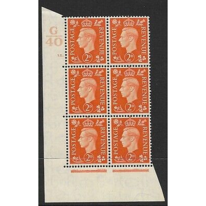 1937 2d Orange Dark colours G40 15 Dot perf 5(E I) block 6 UNMOUNTED MINT MNH