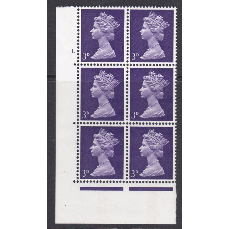 Pre-decimal Machin 3d PVA CB Head A Perf A Cylinder 1 Dot - MNH