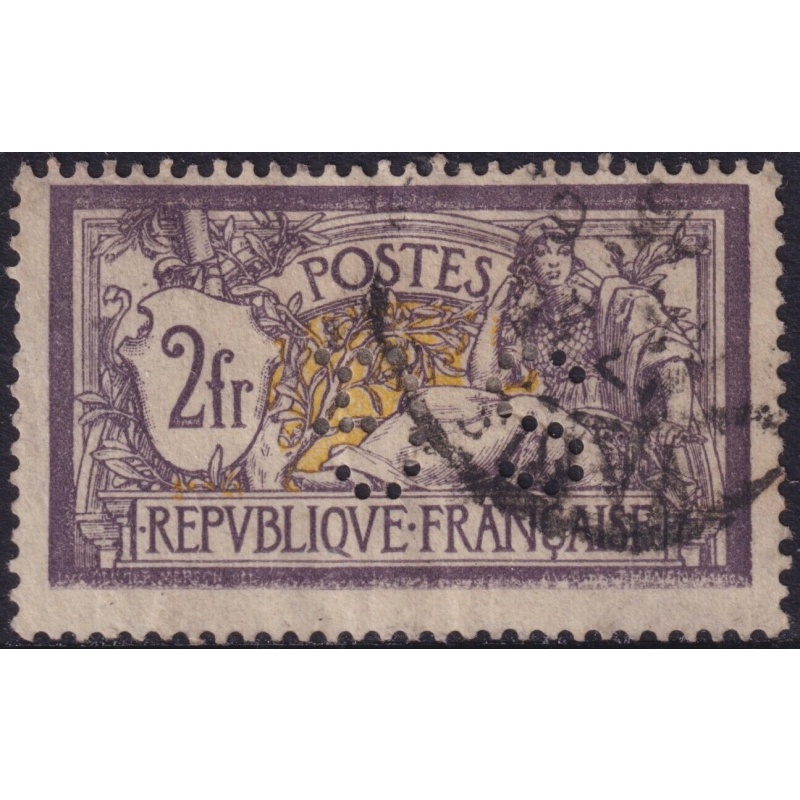 France 1900 2f Lilac & Buff Merson with Perfin Used