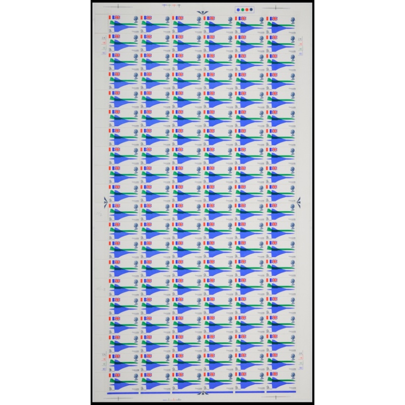 Sg785 1969 Concorde 9d Complete Sheet No Dot 2A1B1C1D UNMOUNTED MINT MNH